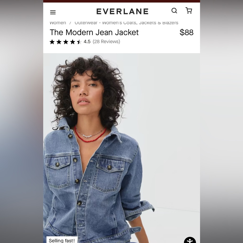 NWT Everlane Organic Cotton Jean Jacket
